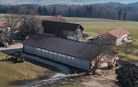 Close-up of the Feedstar conveyor system operating in the renovated livestock barn