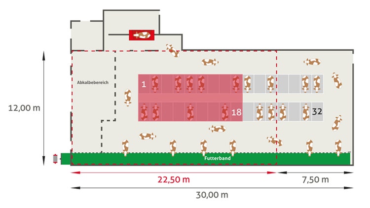 Graphic of a loos-housing with feed belt
