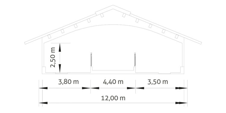 cross-section picture tie-stall with central feed table